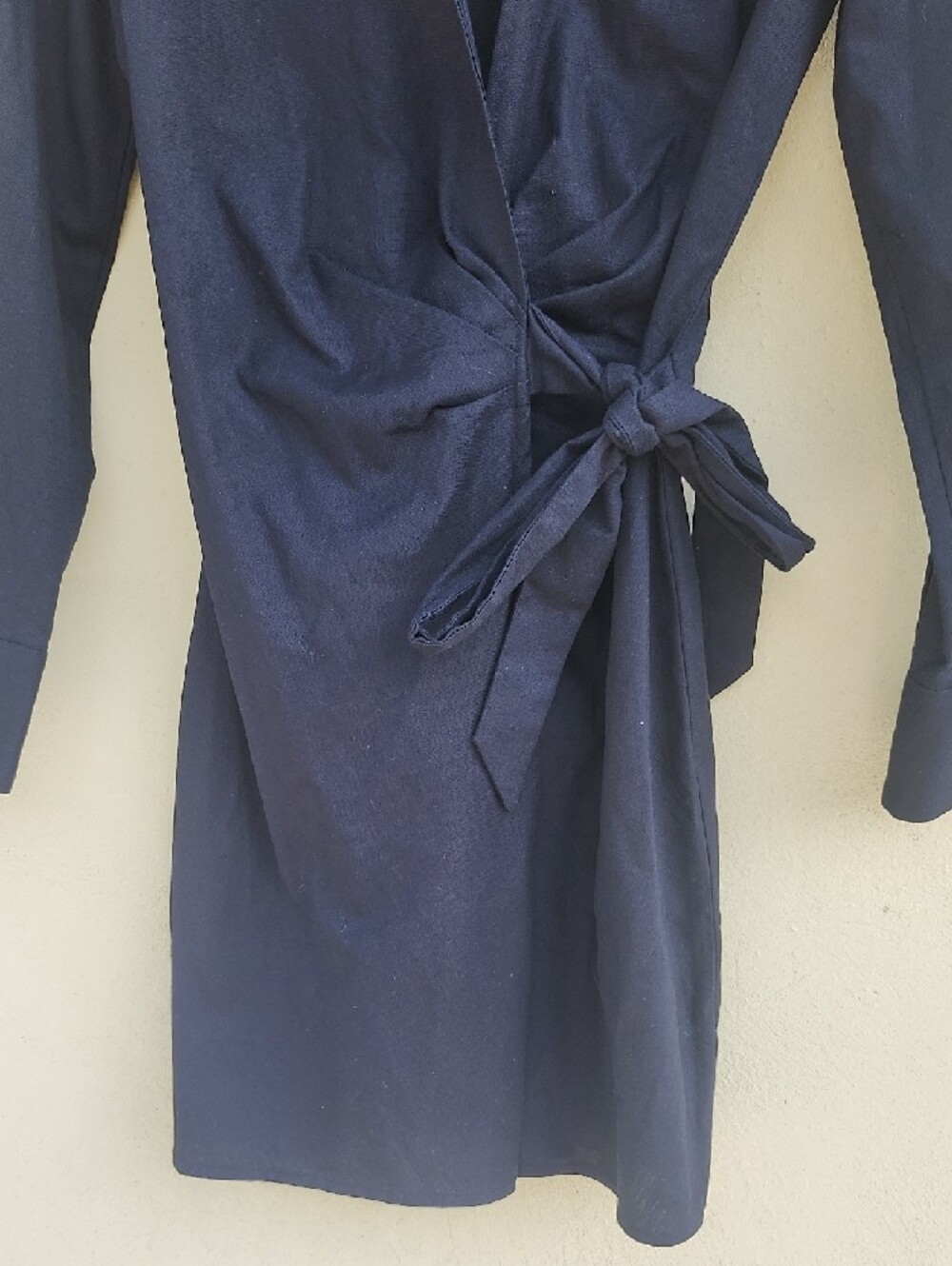 ba&sh Black Cotton Long-Sleeve Wrap Dress with Side Tie - Picture 4 of 14